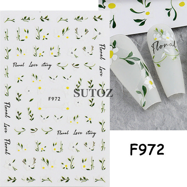 Fresh Rape Flower Snow Mowing Butterfly Nail Stickers