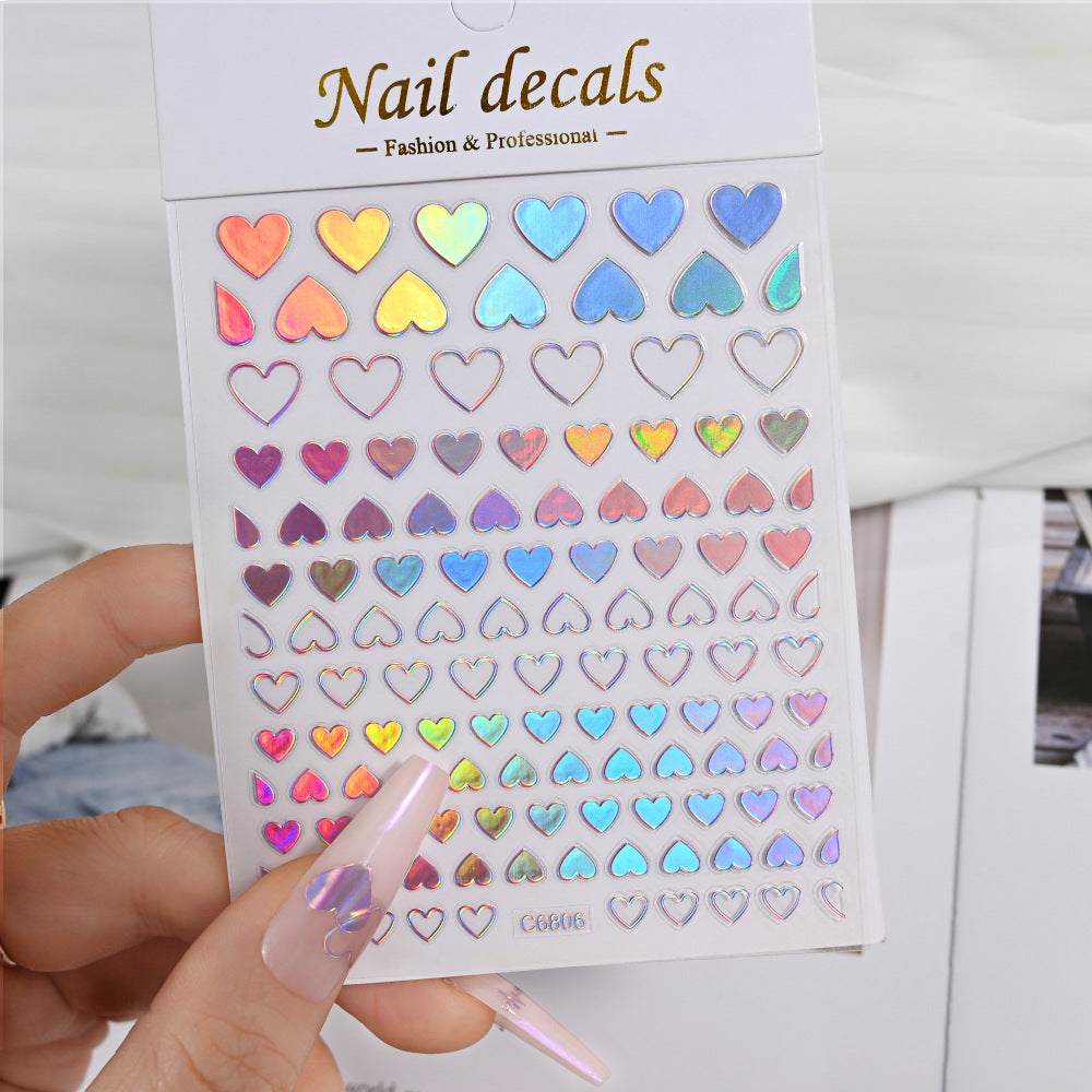 Women's Aurora Colorful Love Valentine's Day Neon Nail Stickers