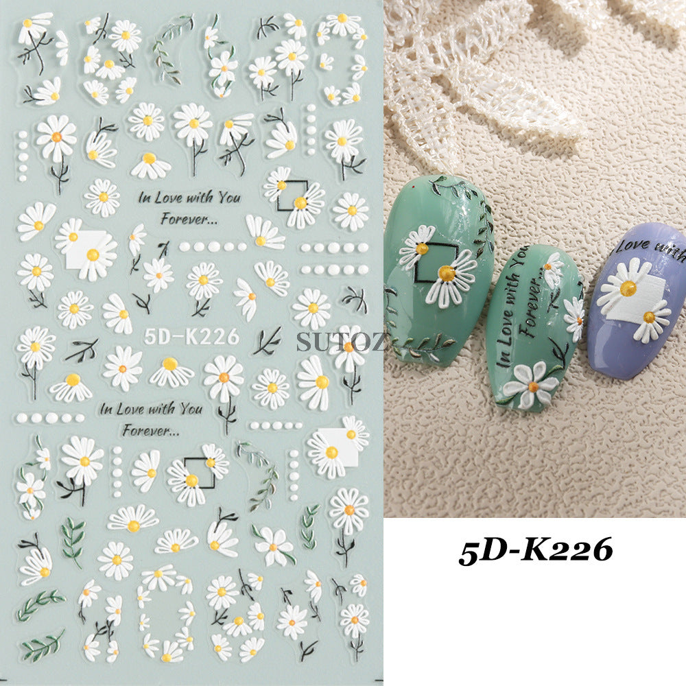 Paper Summer Sunflower Peony Tulip Three-dimensional Nail Stickers