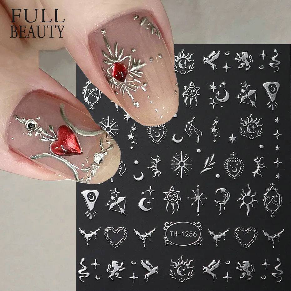 Popular Sier Asterism Sun Adhesive Frosted Nail Stickers