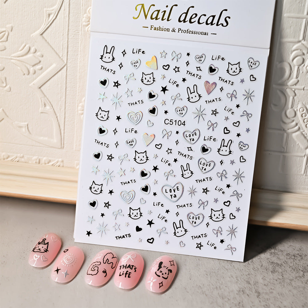 Cute Cat Adhesive Self-adhesive Fairy Fingernail Nail Stickers