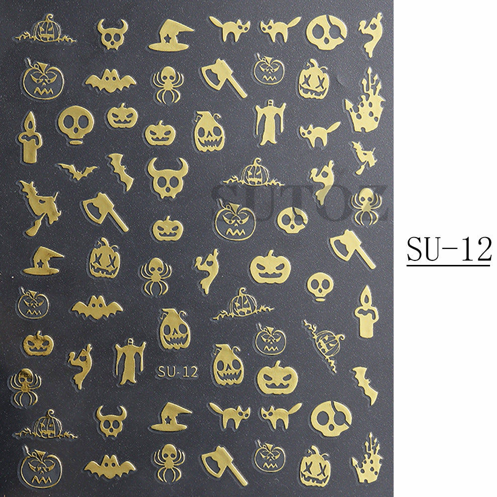 Popular Spider Web Witch Little Black Nail Stickers