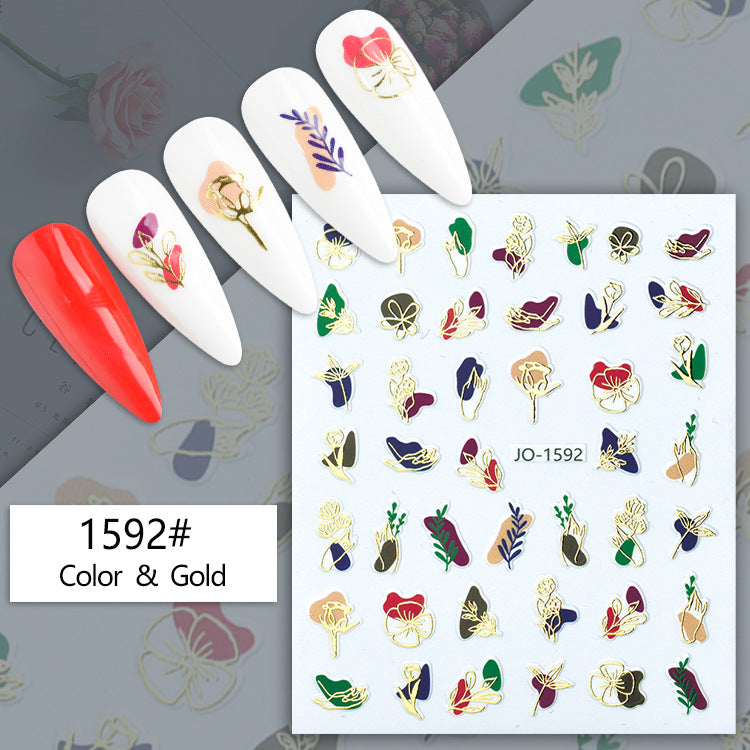 Geometric Abstract Gilding Leaves Color Hawaiian Nail Stickers