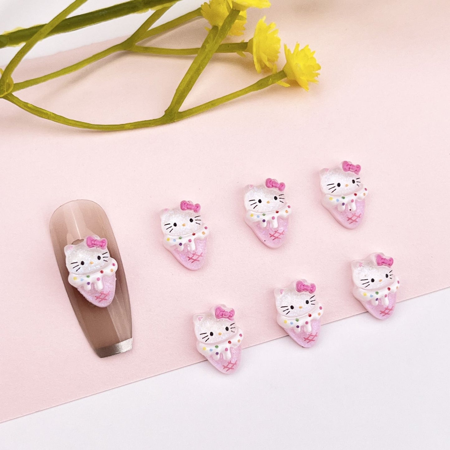 Ice Cream Cartoon Ornament Cute Cat Nail Care Nail Art