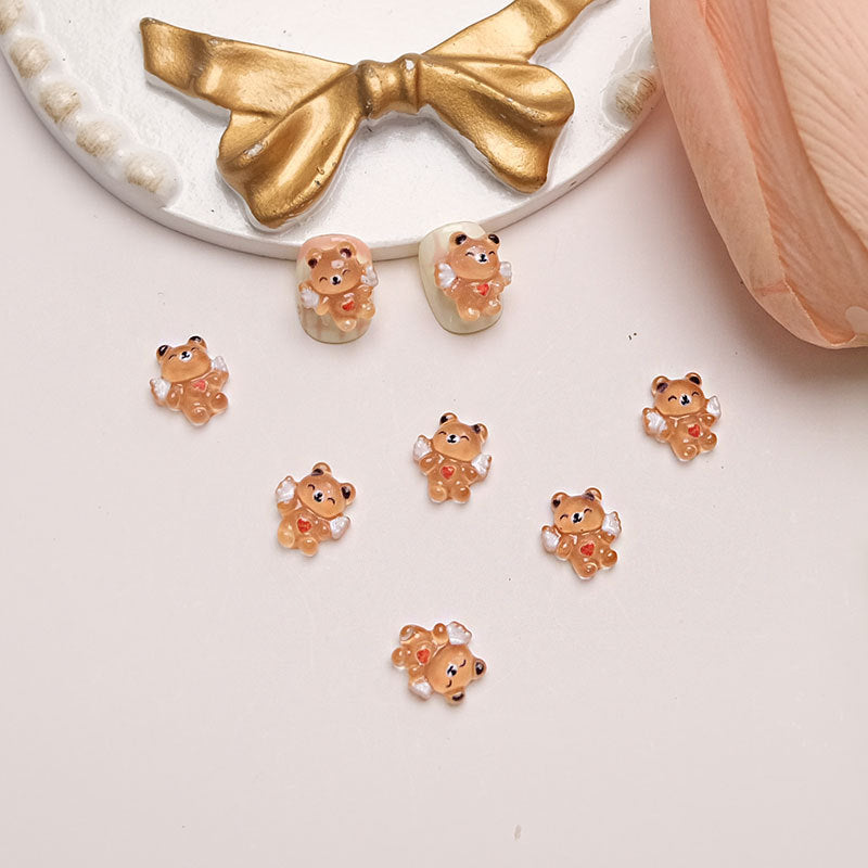 Little Bear Cartoon Ornament Cute Three-dimensional Bow Nail Care Nail Art