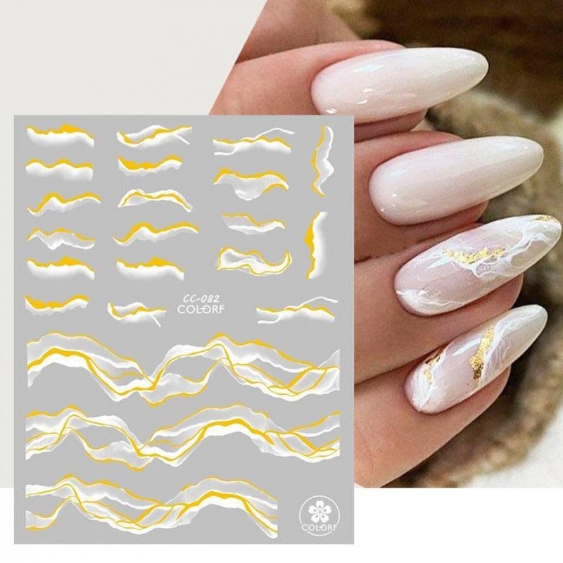 Hot Gilding Marbling Black White Gold Nail Stickers