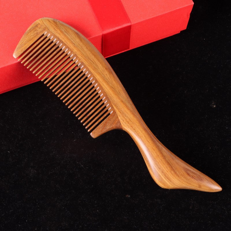 Brosses et peignes à cheveux ronds en bois de type grand naturel avec manche et dents fines