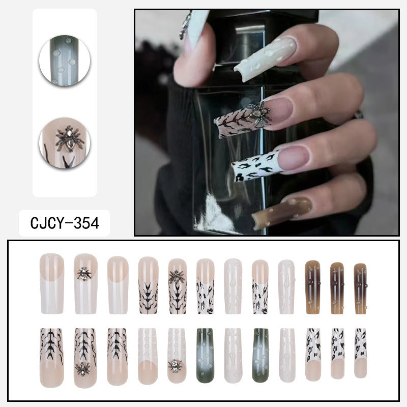 Spider Three-dimensional Wear French Manicure Long Nail Art