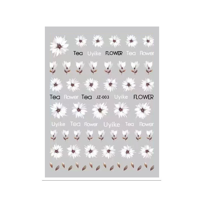 Rose Manicure Dried Flower Dark Small Nail Stickers