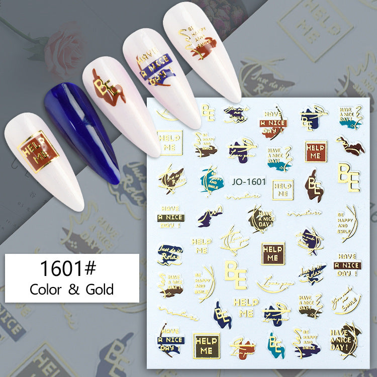 Geometric Abstract Gilding Leaves Color Hawaiian Nail Stickers