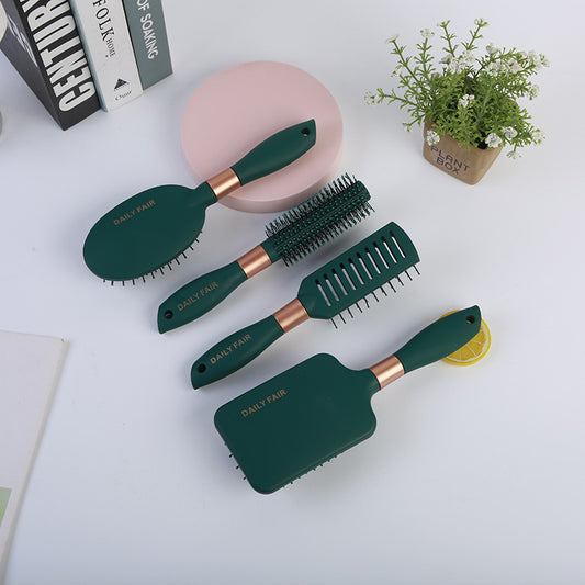 Brosses et peignes à cheveux blancs bouclés à ions négatifs pour femme avec coussin de massage vert foncé