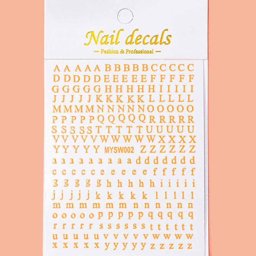 Simple Uppercase Lowercase Letters Laser Gold Nail Stickers