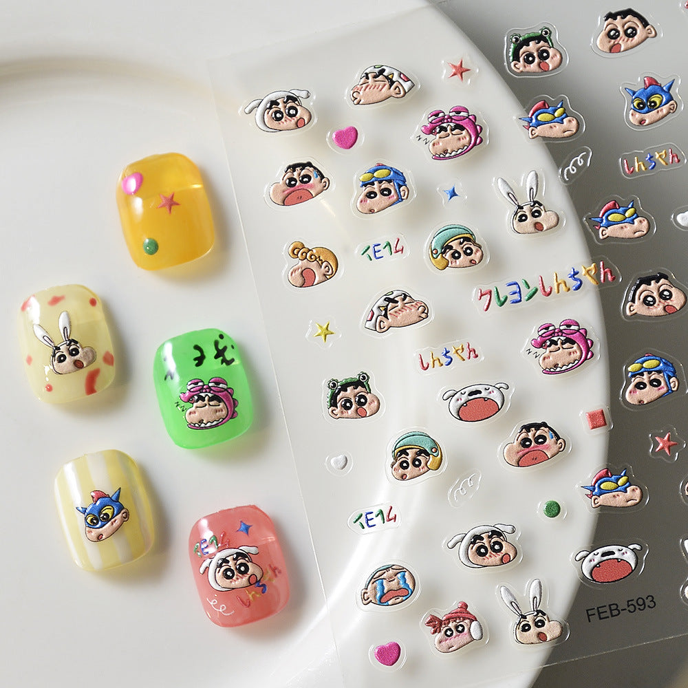 Monster Relief Three-dimensional Cartoon Q Version Nail Stickers