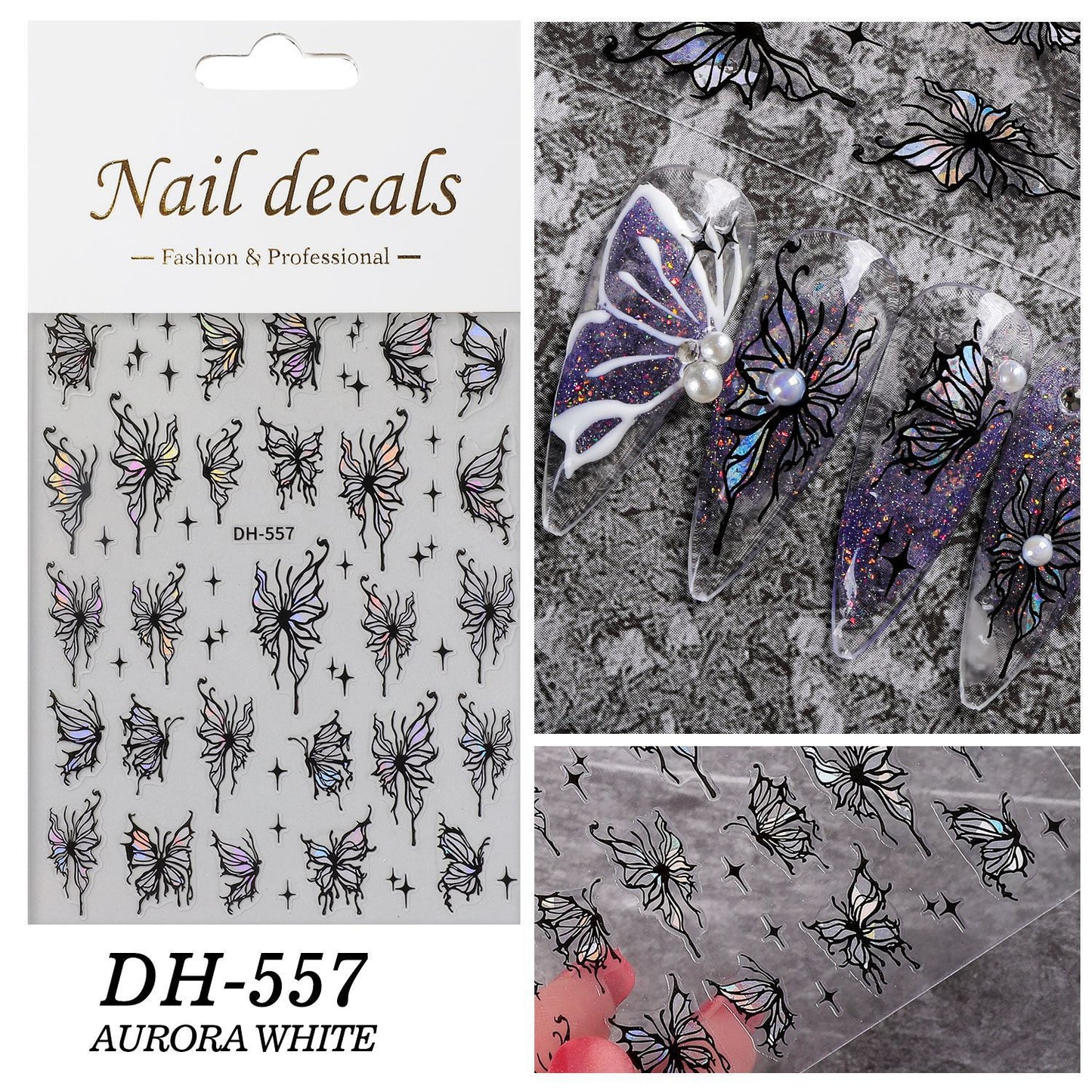 Liquid Butterfly Embossed Hollow Lines Fairy Nail Stickers