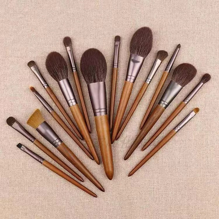 Log Beech Handle Animal Brush Wool Powder Blush Makeup Brushes Accessories