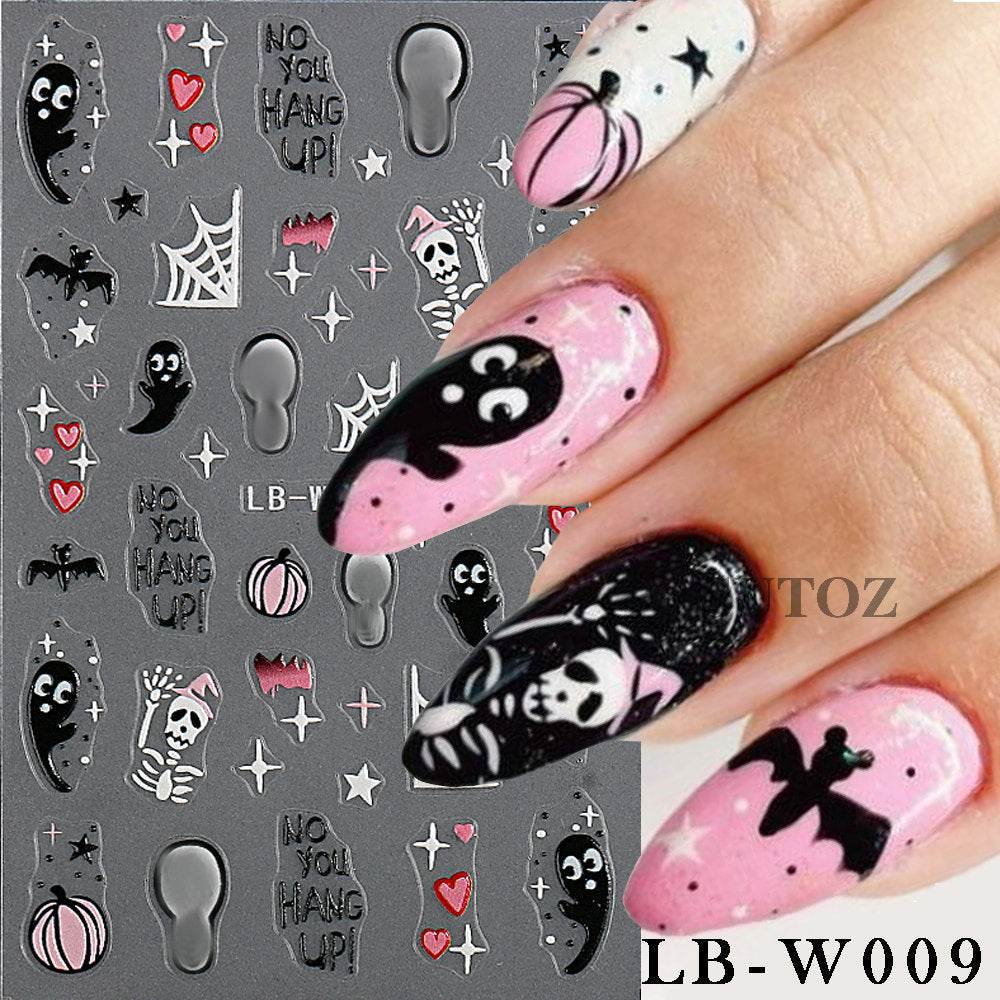 Element Bat Spider Frog Cartoon Cute Nail Stickers