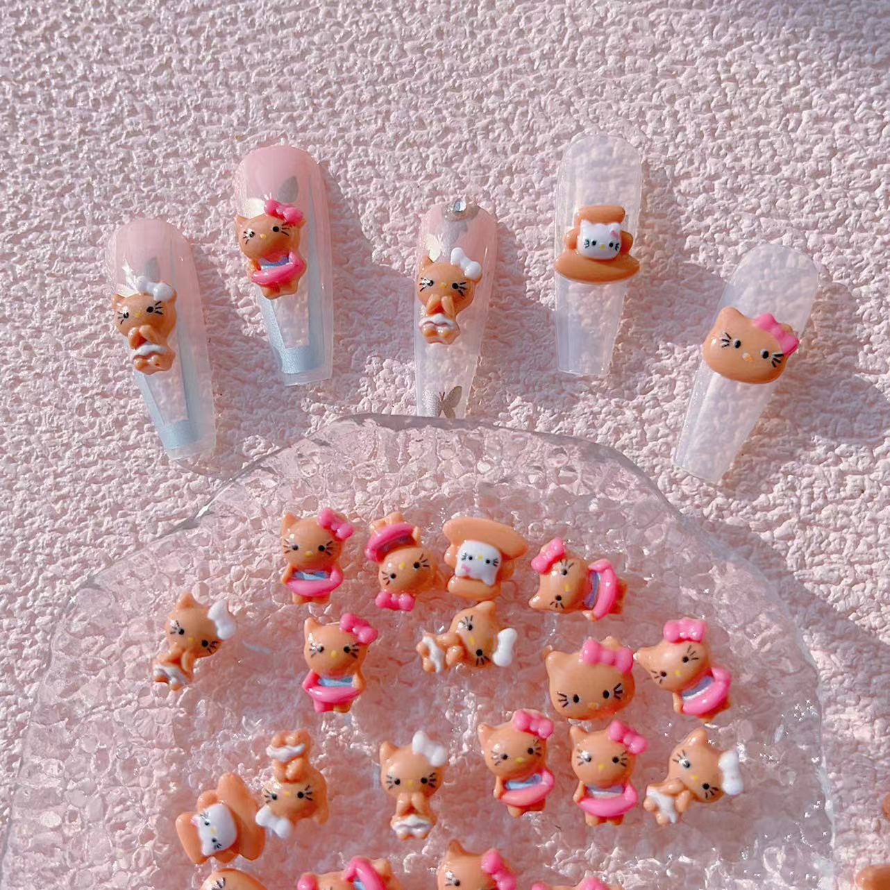 Resin Beach Cat Chocolate Glossy Cute Nail Care Nail Art