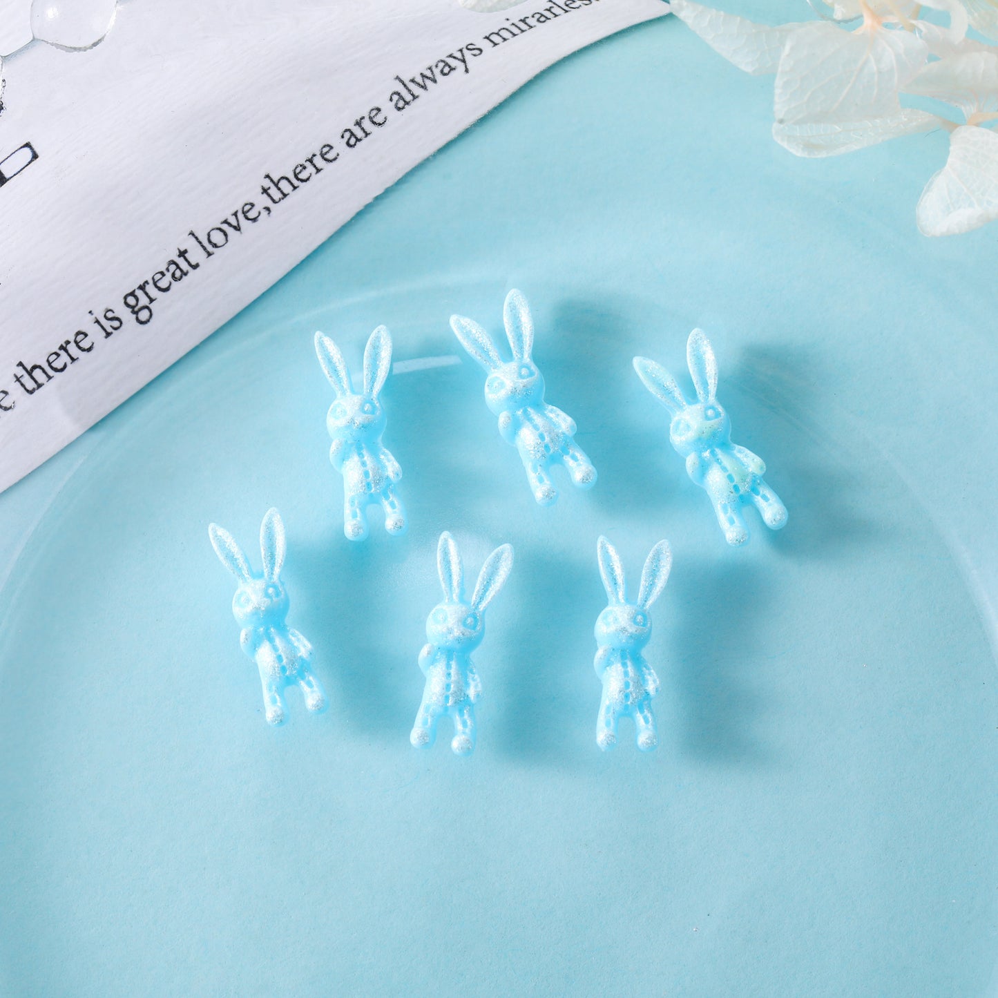 Luminous Skull Rabbit Ornament Cute Cartoon Nail Care Nail Art