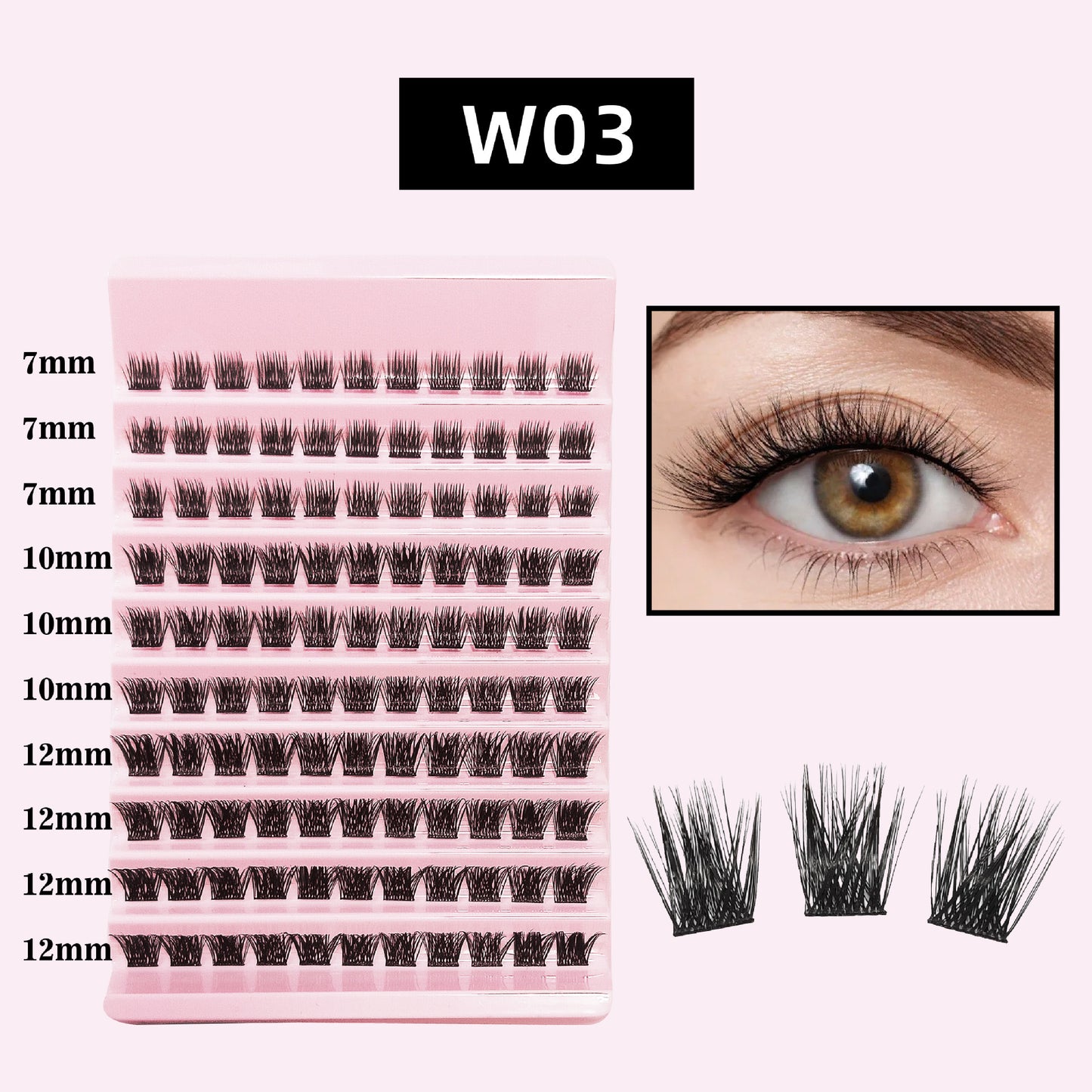 Tray Thick Curl Single Cluster Segmented False Lashes