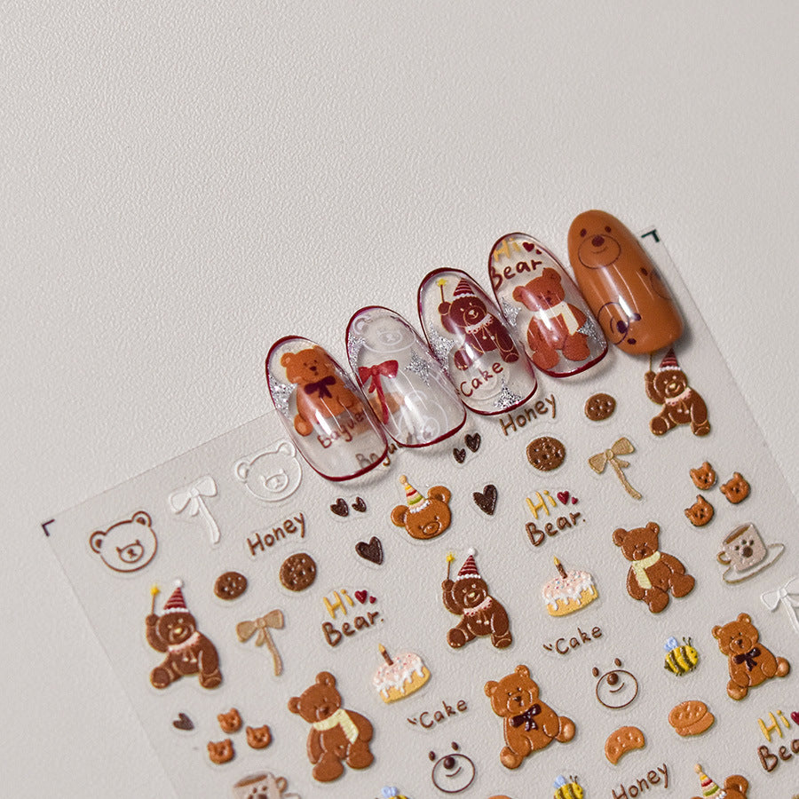 Innovative Charming Embossed Cute Hug Puppy Nail Stickers