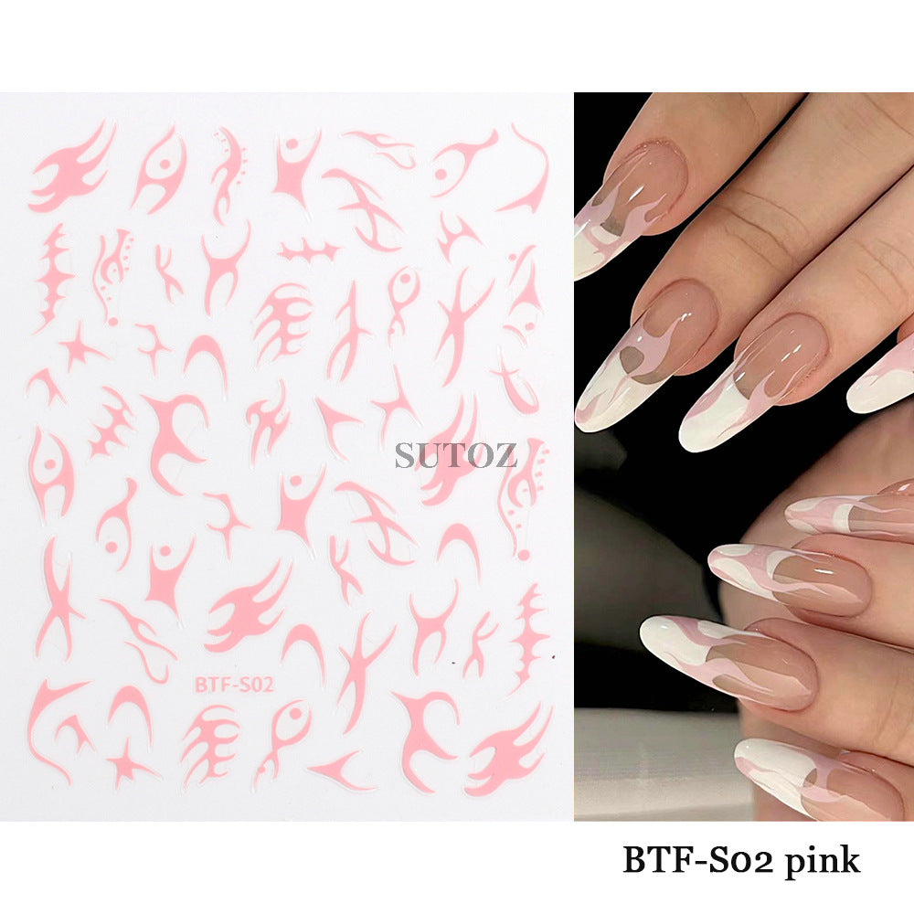 Gold Sier Rose Fishbone Line Back Nail Stickers