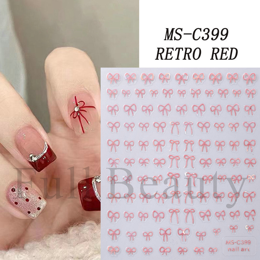 Bow Ribbon Butterfly Style Simple Adhesive Nail Stickers