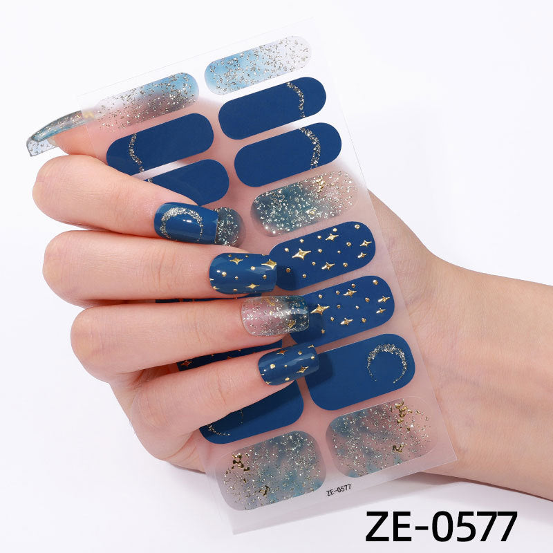 Powder Flashing French Butterfly Simple Flowers Nail Stickers