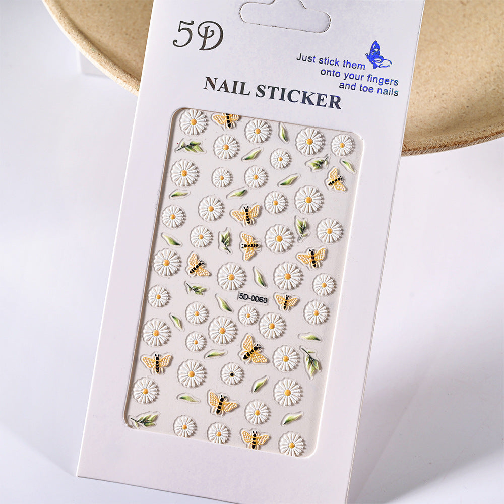 Embossed Tulip Paper Card Packaging Manicures Nail Stickers