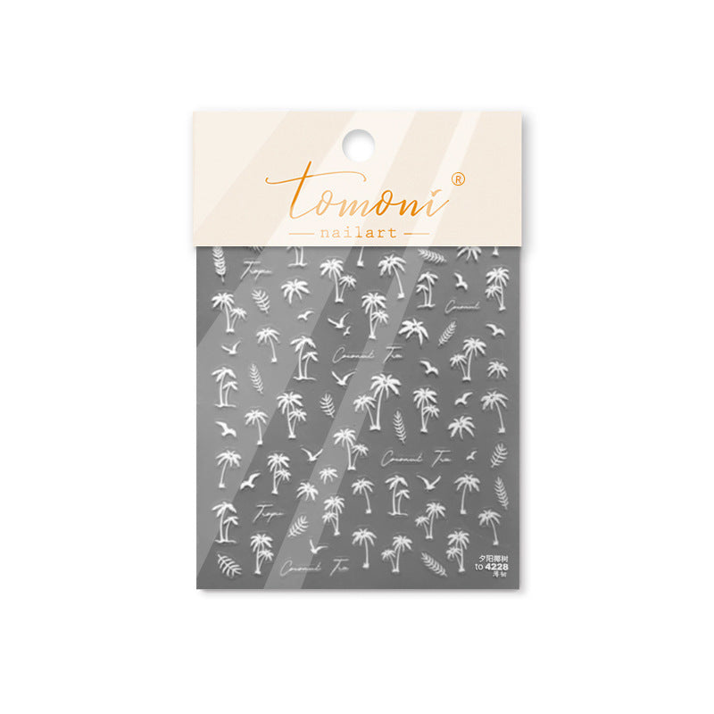 Thin Tough Phone Case Sunset Coconut Nail Stickers