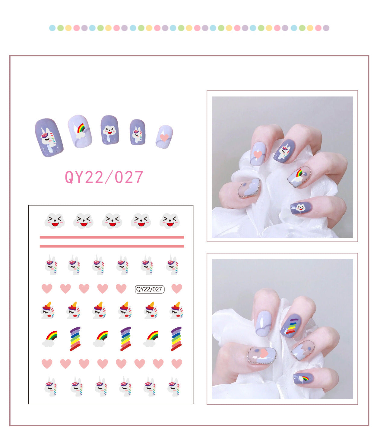 Little Bear Cartoon Cute Animal Unicorn Nail Stickers