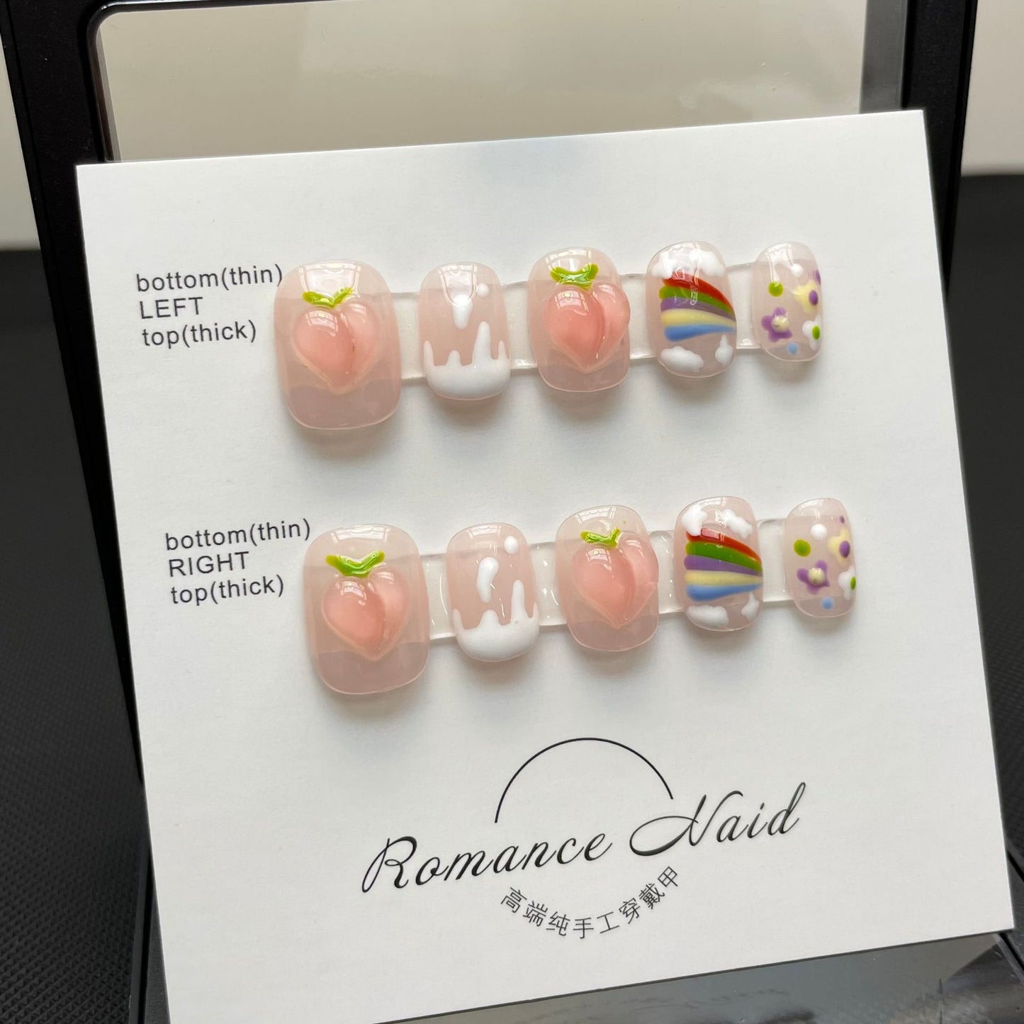 Handmade Wear Patch Short Rainbow Peach Nail Stickers