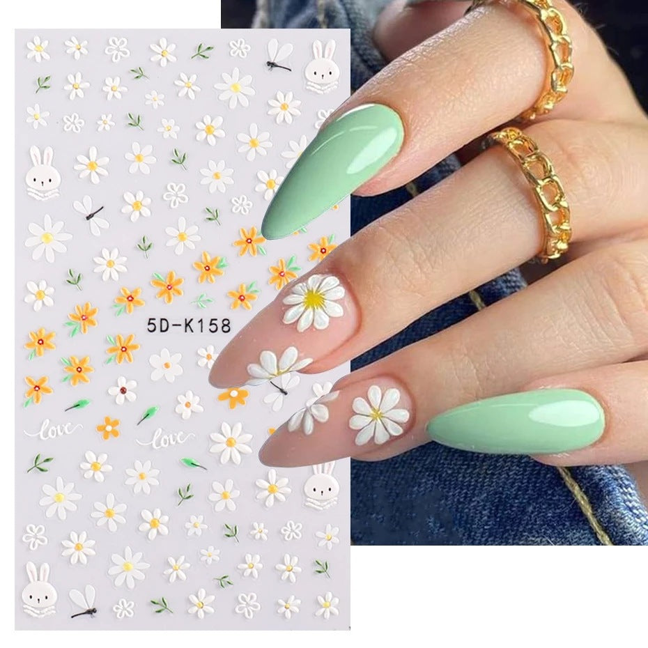 Small Flower Rabbit Cat Cute Little Nail Stickers