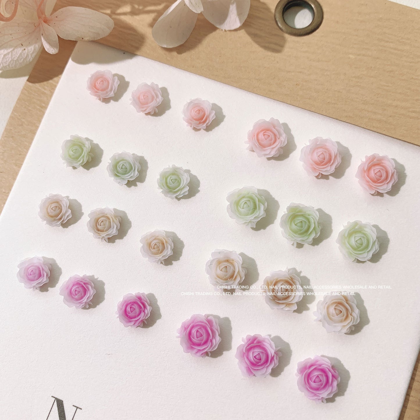 Garden Camellia Ornament Gradient Frosted Flower Nail Care Nail Art