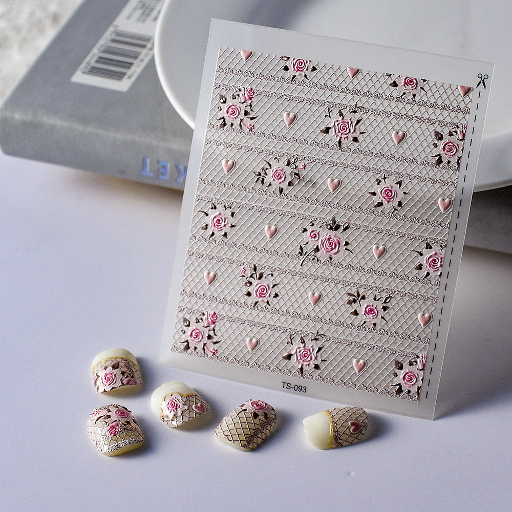 Women's Lace Embossed Artificial Flowers Full Available For Pregnant Nail Stickers