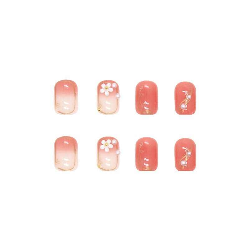 High-grade Short Fake Patch White French Nail Art