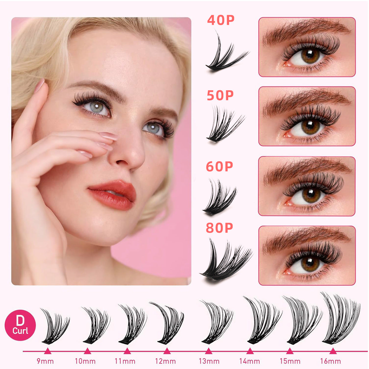 Eyelash Row Book Glue Curved Mixed False Lashes