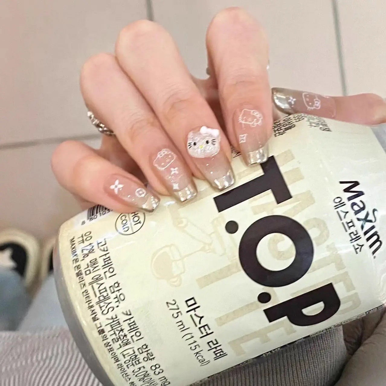 Magic Mirror Cat French Wear Tip Nail Stickers