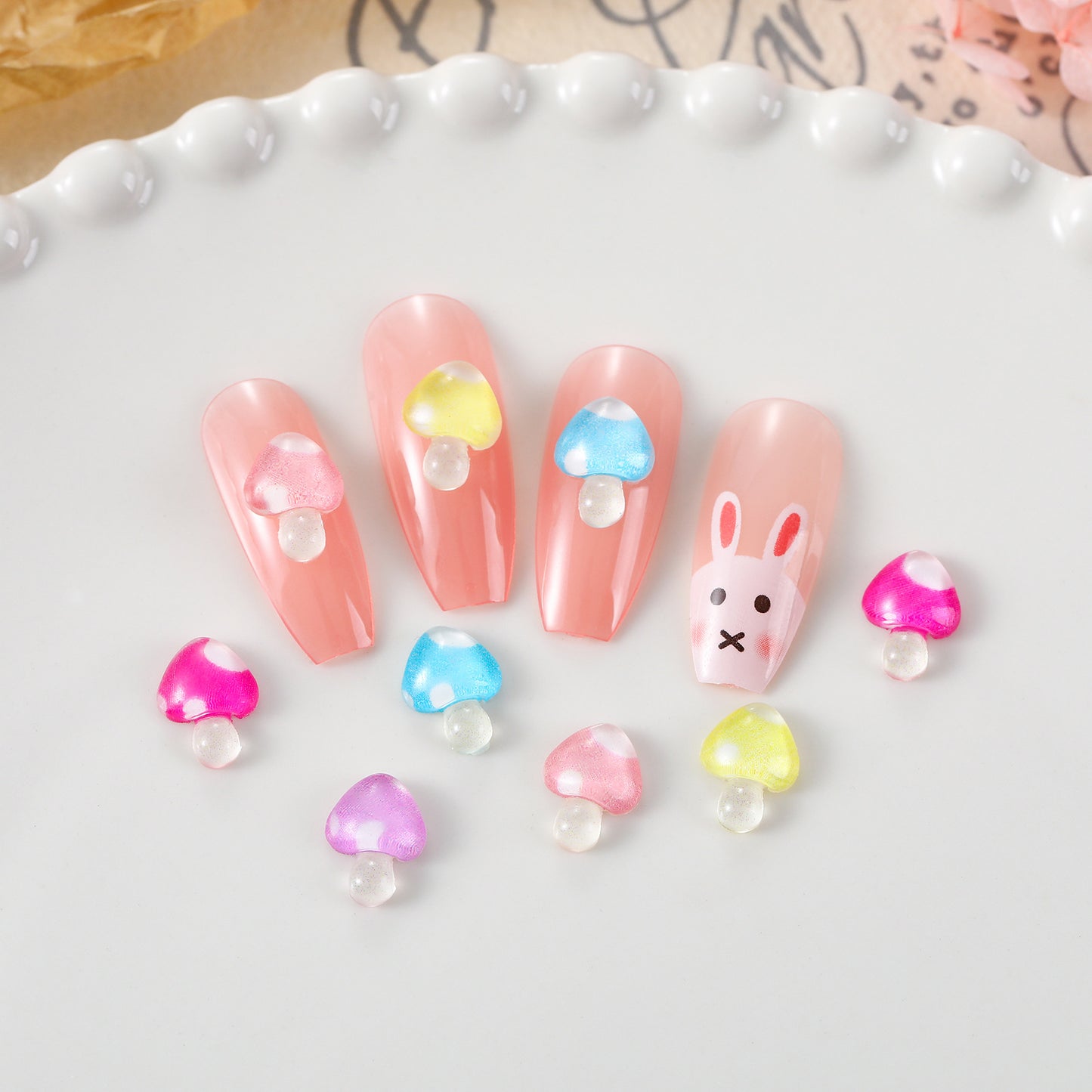 Mushroom Ornament Cute Cartoon Ice Transparent Nail Care Nail Art