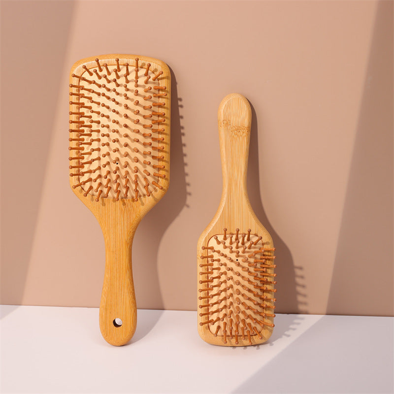 Brosses et peignes à cheveux bouclés en bois de bambou à coussin d'air