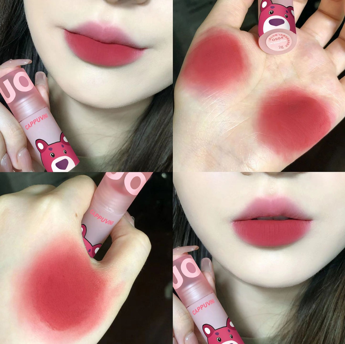 Package Pink Suit Bear Mud Matte Lip Glosses