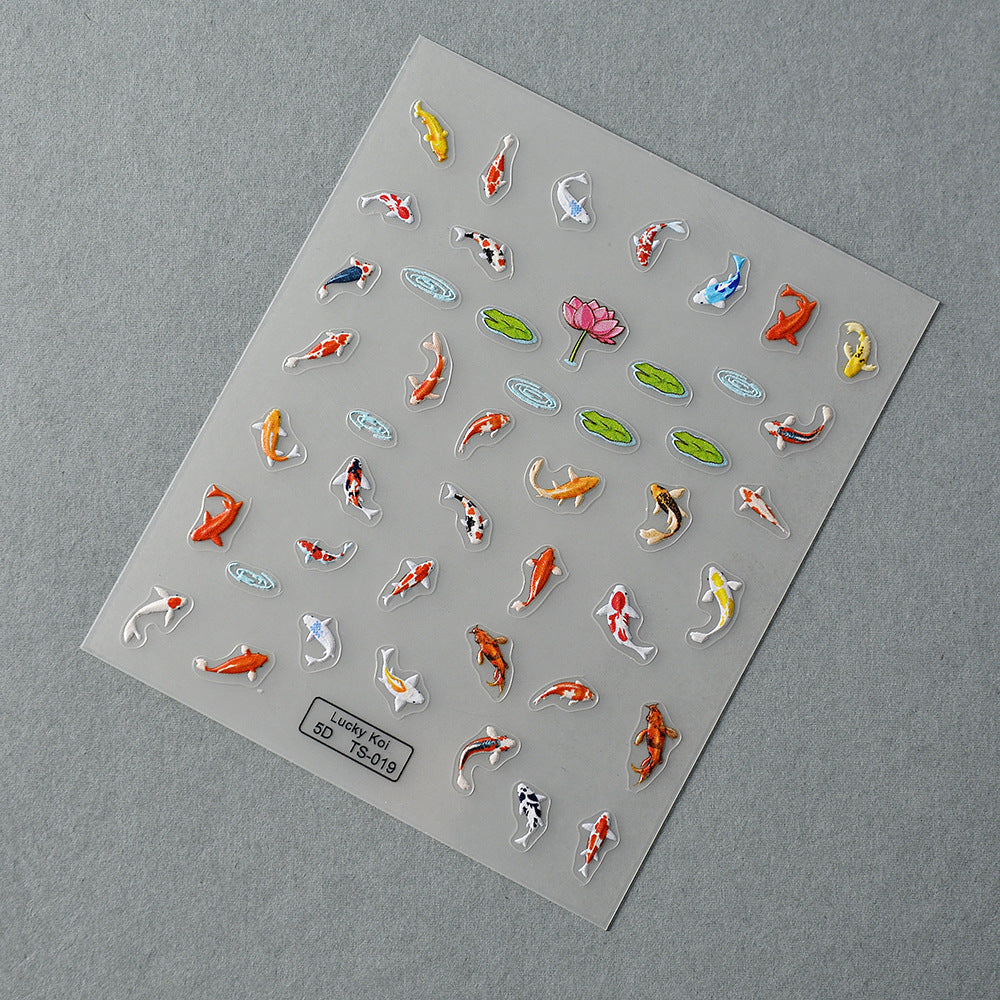 Lucky Koi Cute Fish Soft Relief Nail Stickers