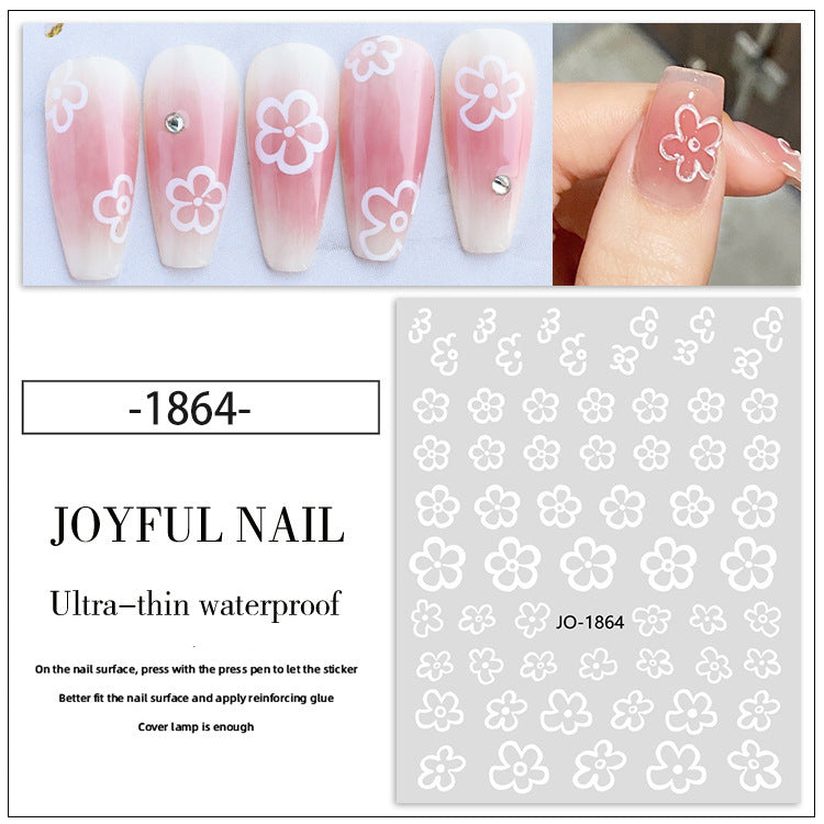 Beauty Heart Fresh Flowers Hollow White Nail Care Nail Art