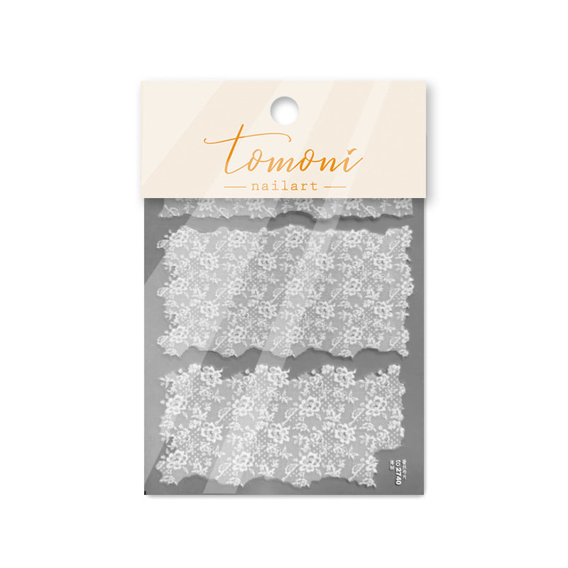 Thin Tough Retro Black White Lace Nail Stickers