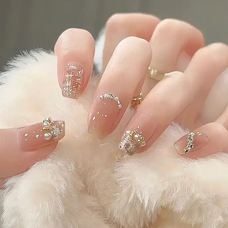 Ice Transparent Rhinestone Pure Desire Camellia Nail Stickers