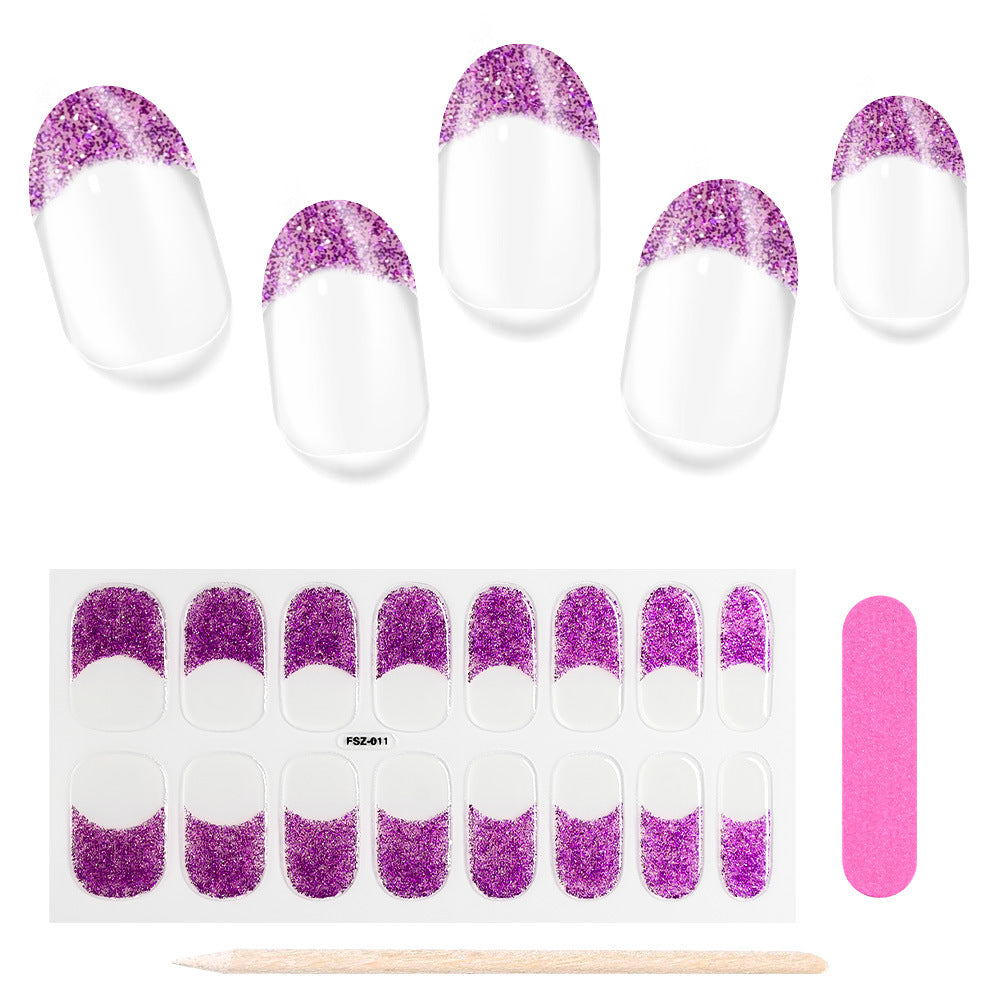 Glitter Gel Retro Sweet Cool Half Nail Stickers