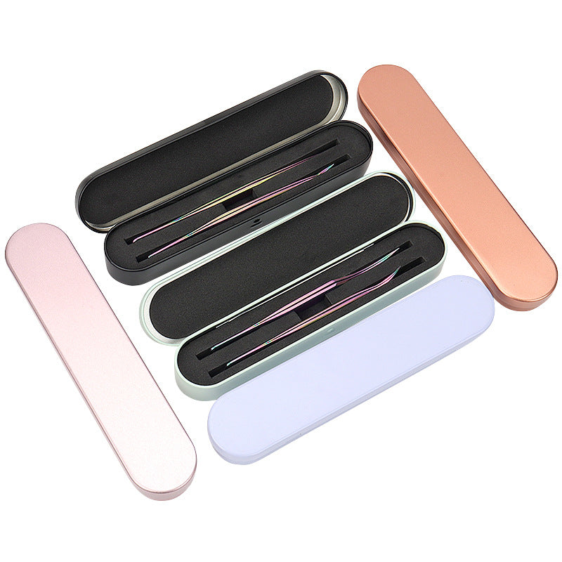 Tinplate Eyelash Tweezer Storage Box Grafting Tweezers Double False Lashes