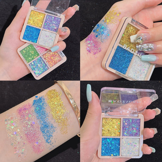 Fard à paupières brillant en gel pailleté quatre couleurs pour enfants