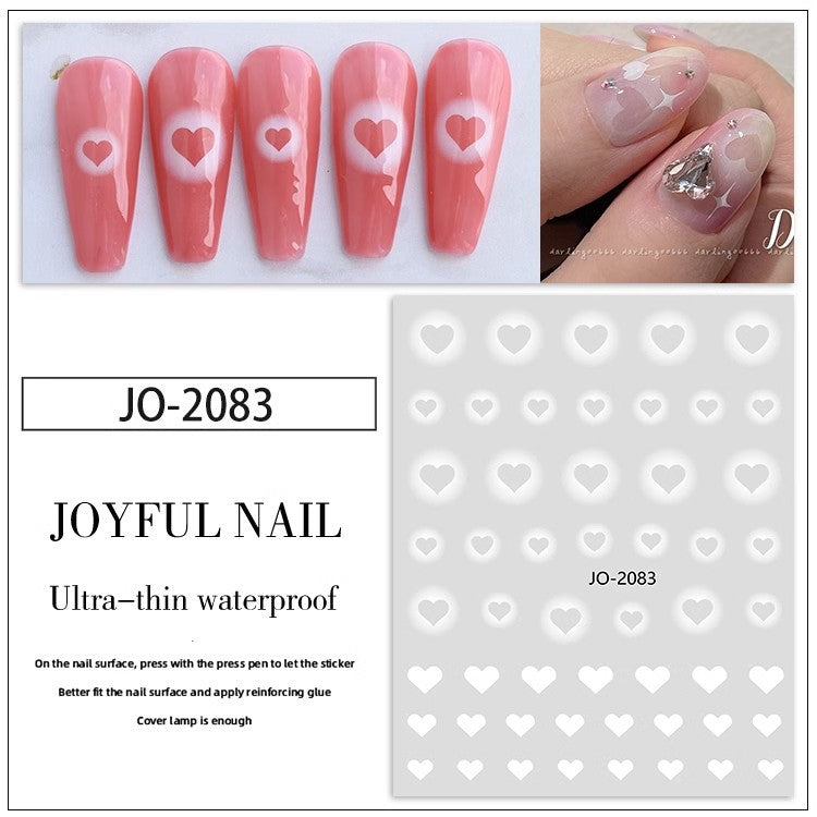 Hollow White Butterfly French Gradient Love Star Blooming Nail Stickers