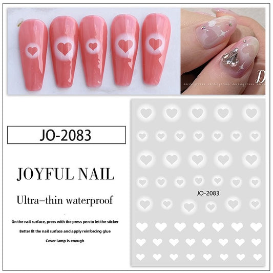 Hollow White Butterfly French Gradient Love Star Blooming Nail Stickers