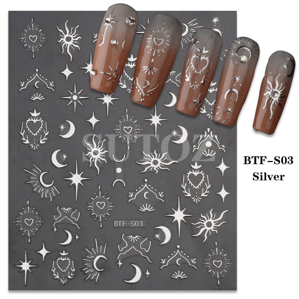 Potato Popular Bronzing Love Sun Moon Nail Stickers